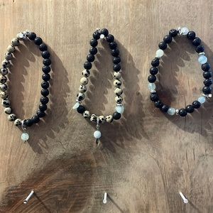 * HANDMADE* Just Bead Different* Wire Stackable Lava Bead Trio